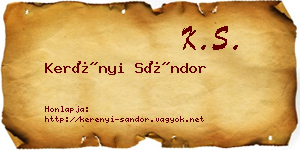 Kerényi Sándor névjegykártya
